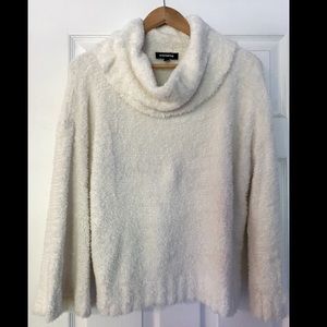 Express White Soft Fuzzy Turtleneck Sweater